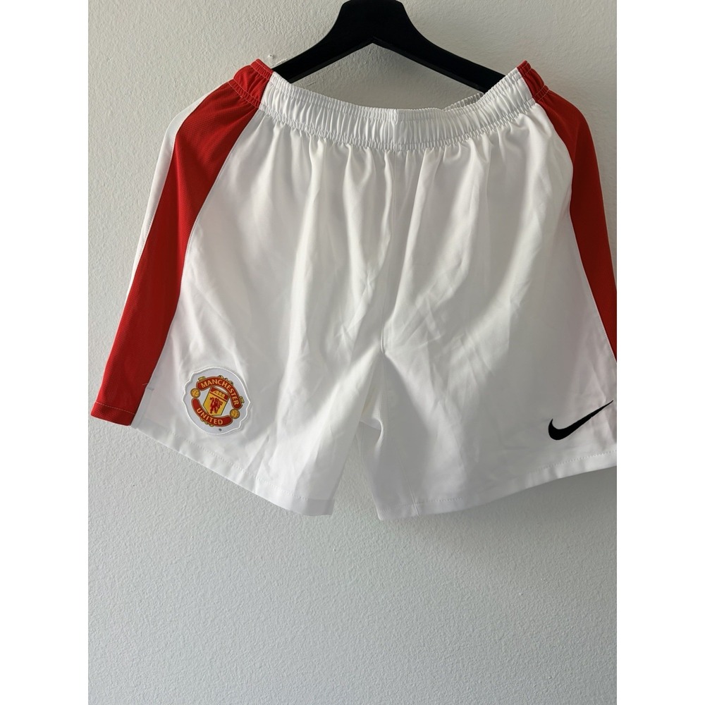 Nike Manchester United Soccer Shorts Men's Size Small White Red Crest